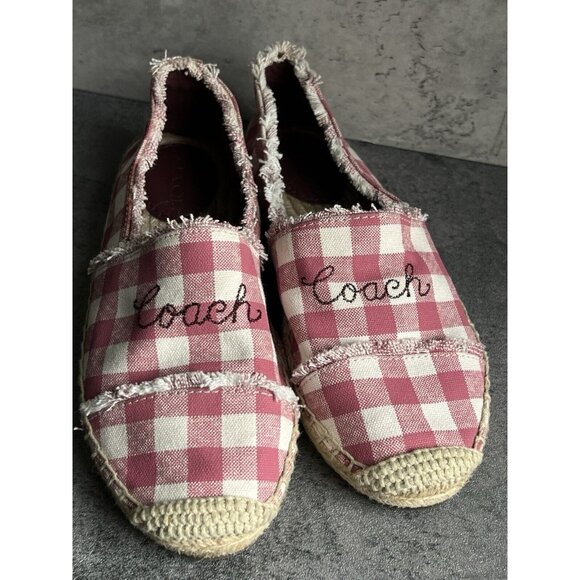 Coach Pink/Cream Canvas Espadrilles Flats | Size 6.5B - Picture 1 of 16